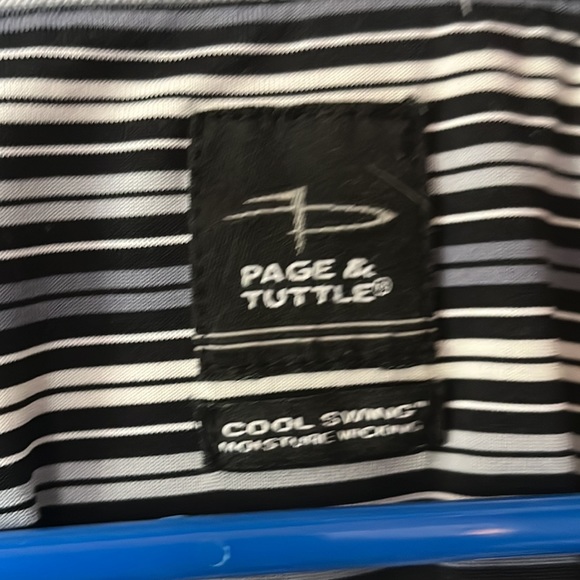 Men’s black/grey/white striped golf shirt - Picture 3 of 5